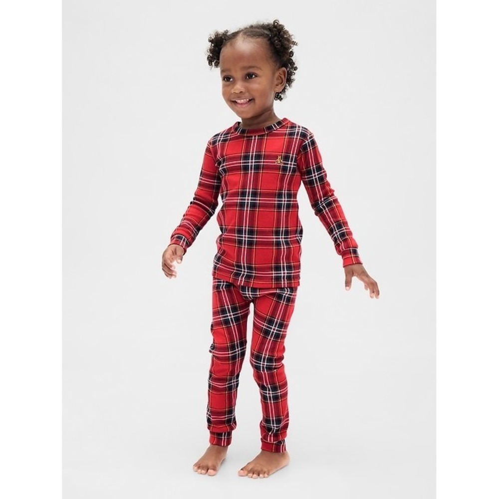 NEW Gap Kids Organic Cotton Red Tartan Plaid Holiday Pajama Set Cozy 2 Years